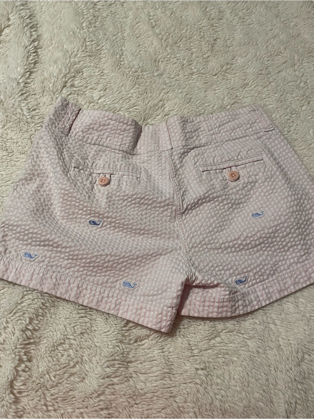 Vineyard & Vine Women’s Seersucker Pink Embroidered Shorts. Item # 11480